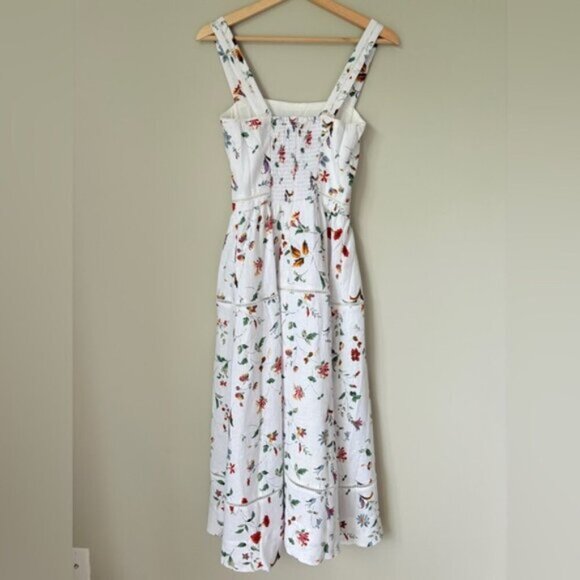 NEW Reformation Everett Linen Midi Dress Corsini White Multi Floral | US 6 UK 10 - Picture 8 of 16